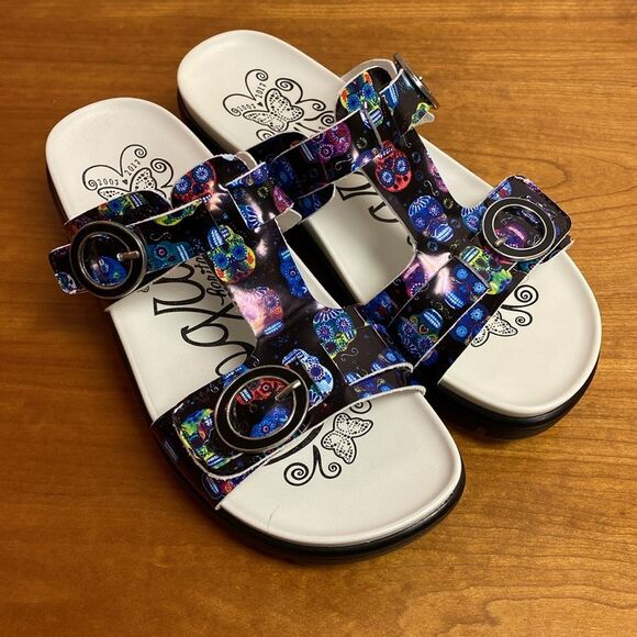 Alegria Vita Sugar Skulls Slide Sandals Size 36 | 6-6.5 - Picture 1 of 14
